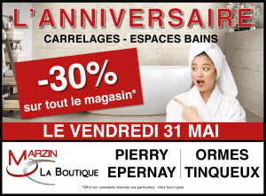 Affiche promotion de l'anniversaire Marzin La Boutique